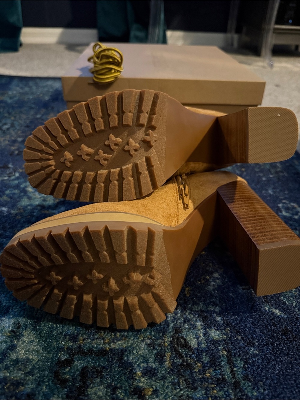 Steve Madden Tan Suede Lace-Up Block Heel Boots - Picture 2 of 3